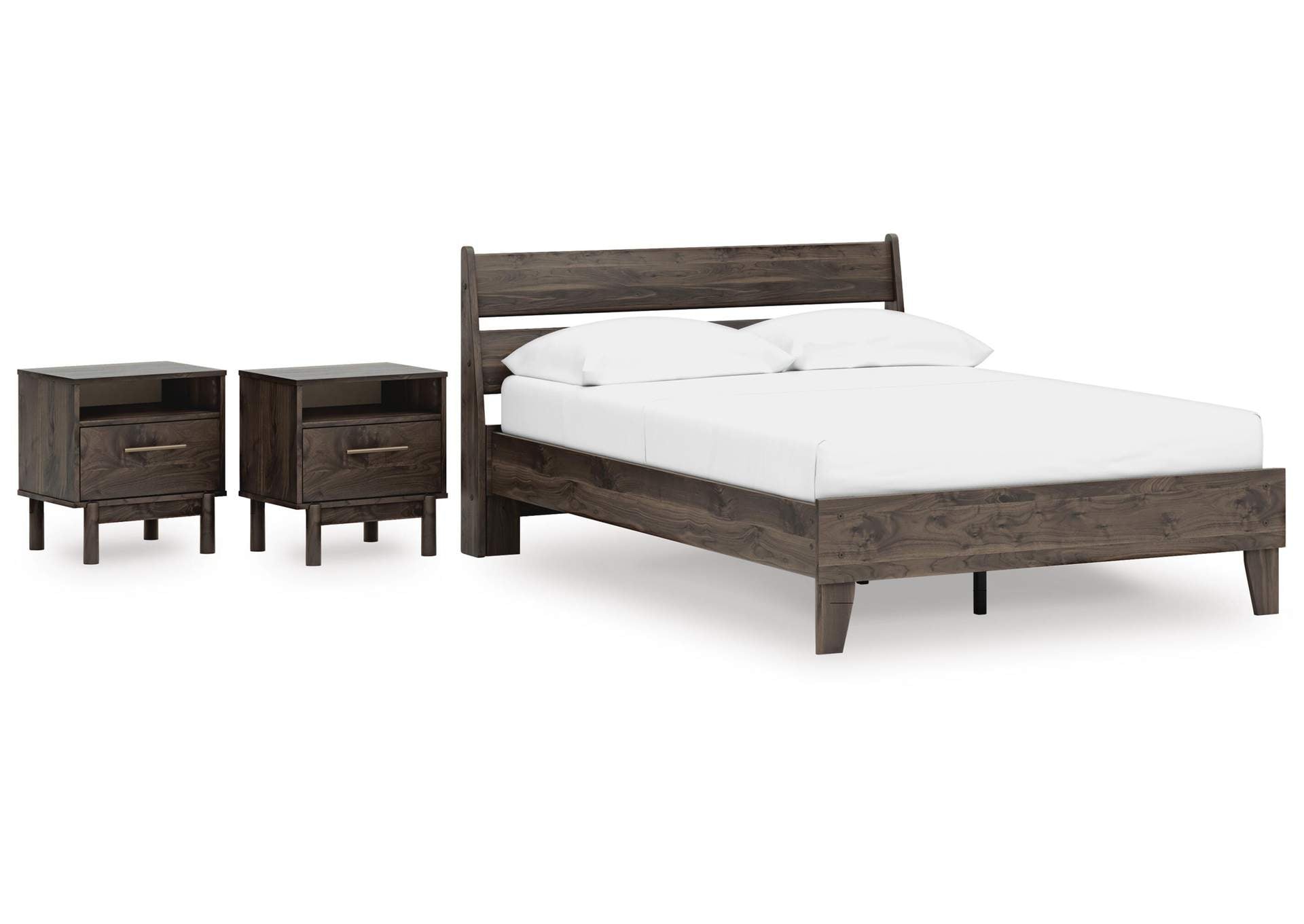 Calverson Full Panel Platform Bed and 2 Nightstands
