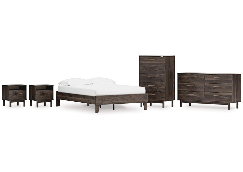 Calverson Full Platform Bed, Dresser, Chest and 2 Nightstands