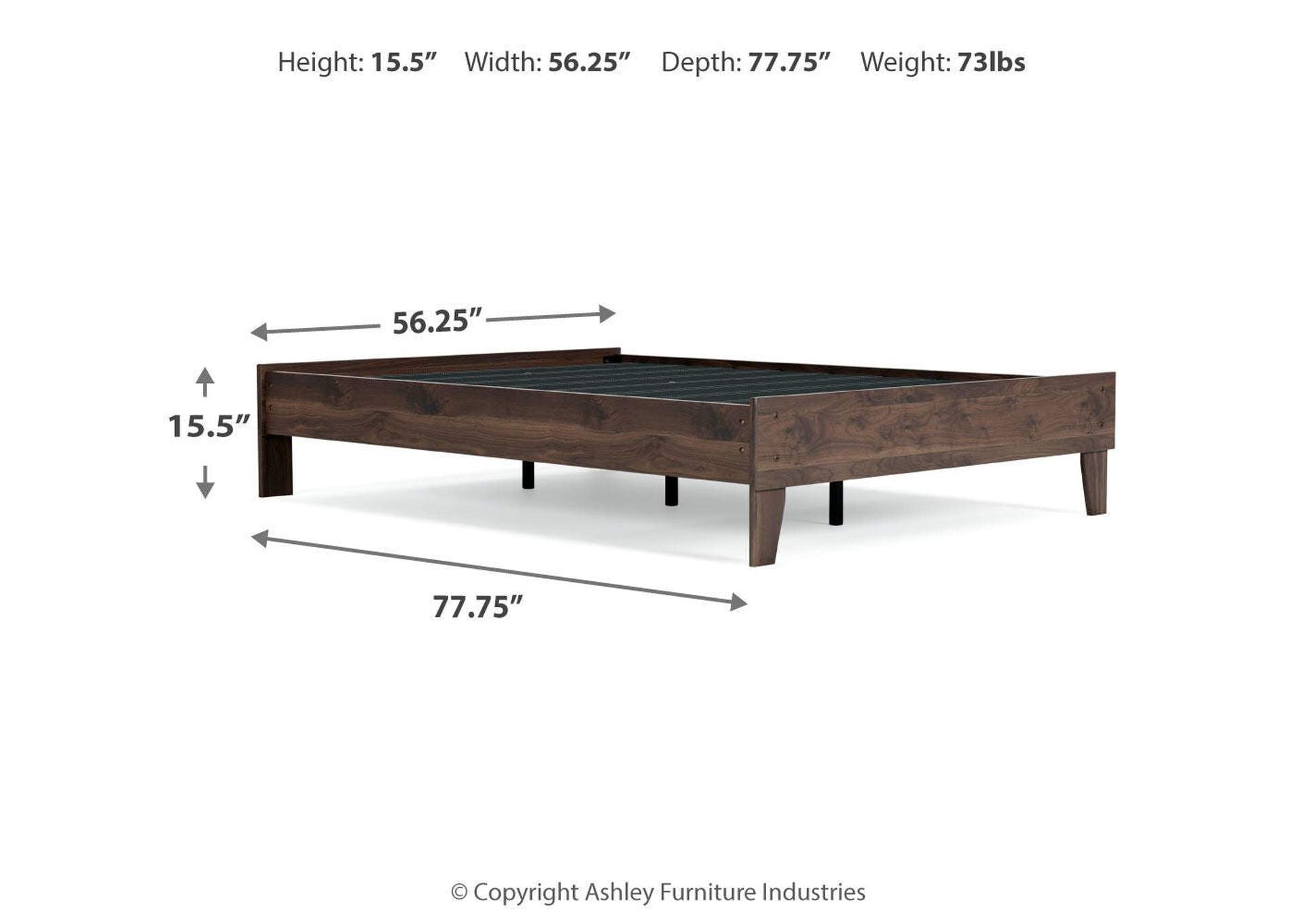 Calverson Full Platform Bed with 2 Nightstands dimensions