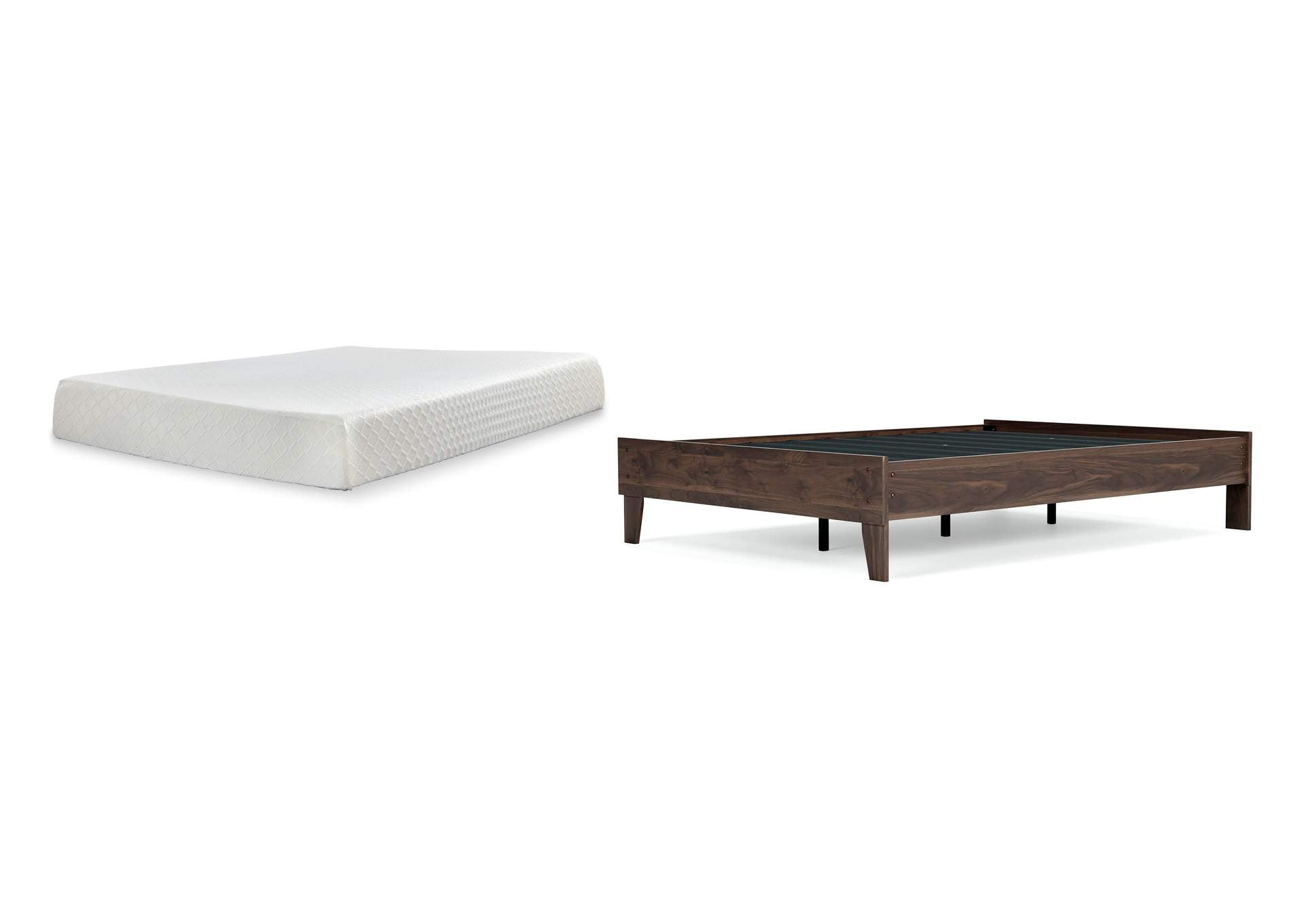Calverson Full Platform Bed with Chime 10 Inch Firm Memory Foam Mattress