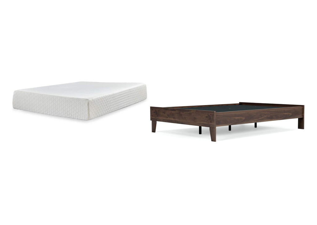 Calverson Full Platform Bed with Chime 12 Inch Plush Memory Foam Mattress