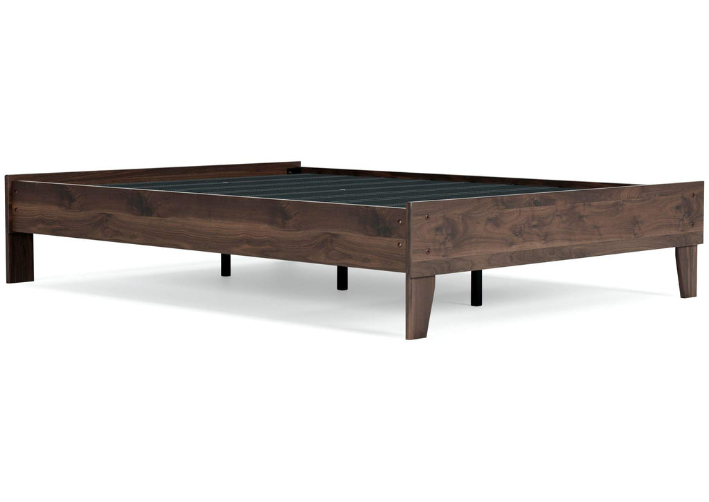 Calverson Full Platform Bed with 2 Nightstands angled view