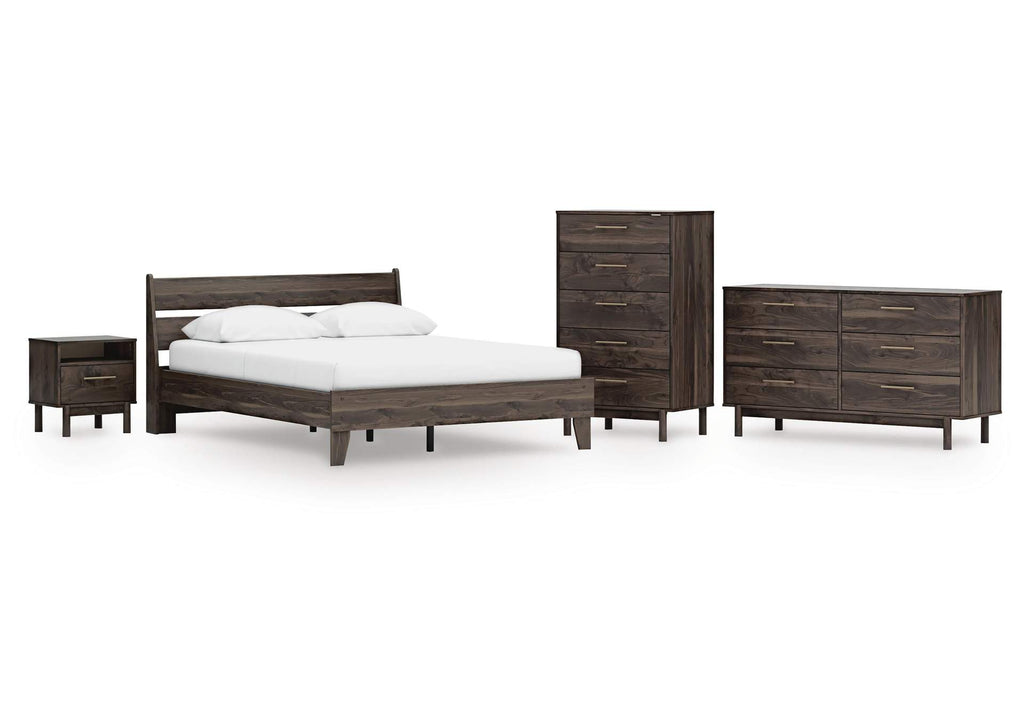 Calverson Queen Panel Platform Bed, Dresser, Chest and Nightstand