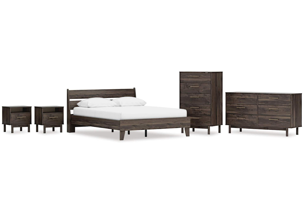 Calverson Queen Panel Platform Bed, Dresser, Chest and 2 Nightstands