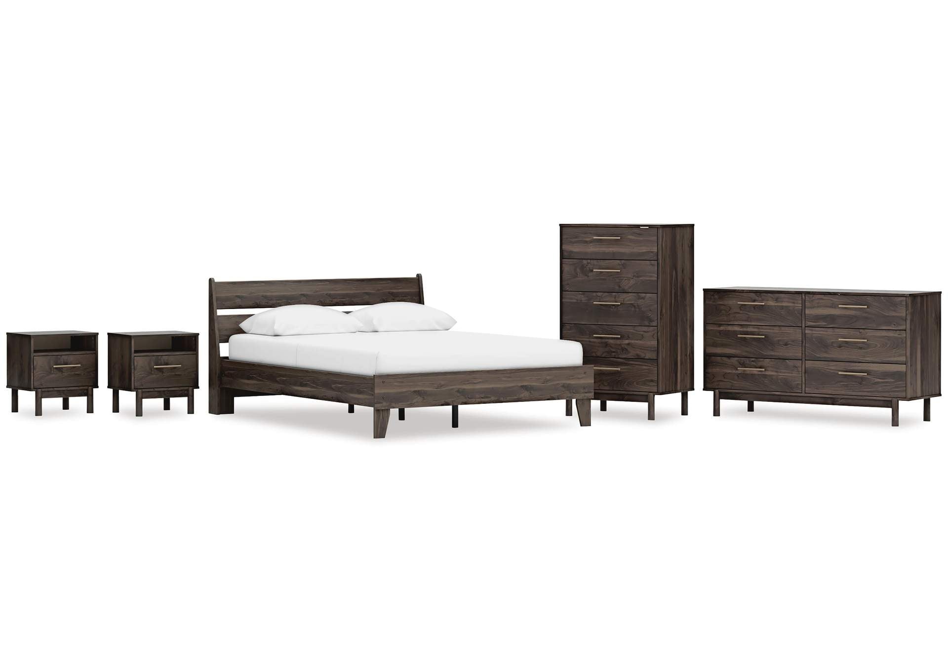 Calverson Queen Panel Platform Bed, Dresser, Chest and 2 Nightstands