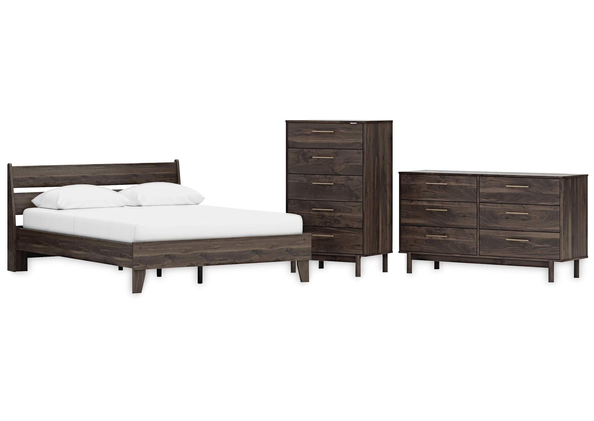 Calverson Queen Panel Platform Bed, Dresser and Chest