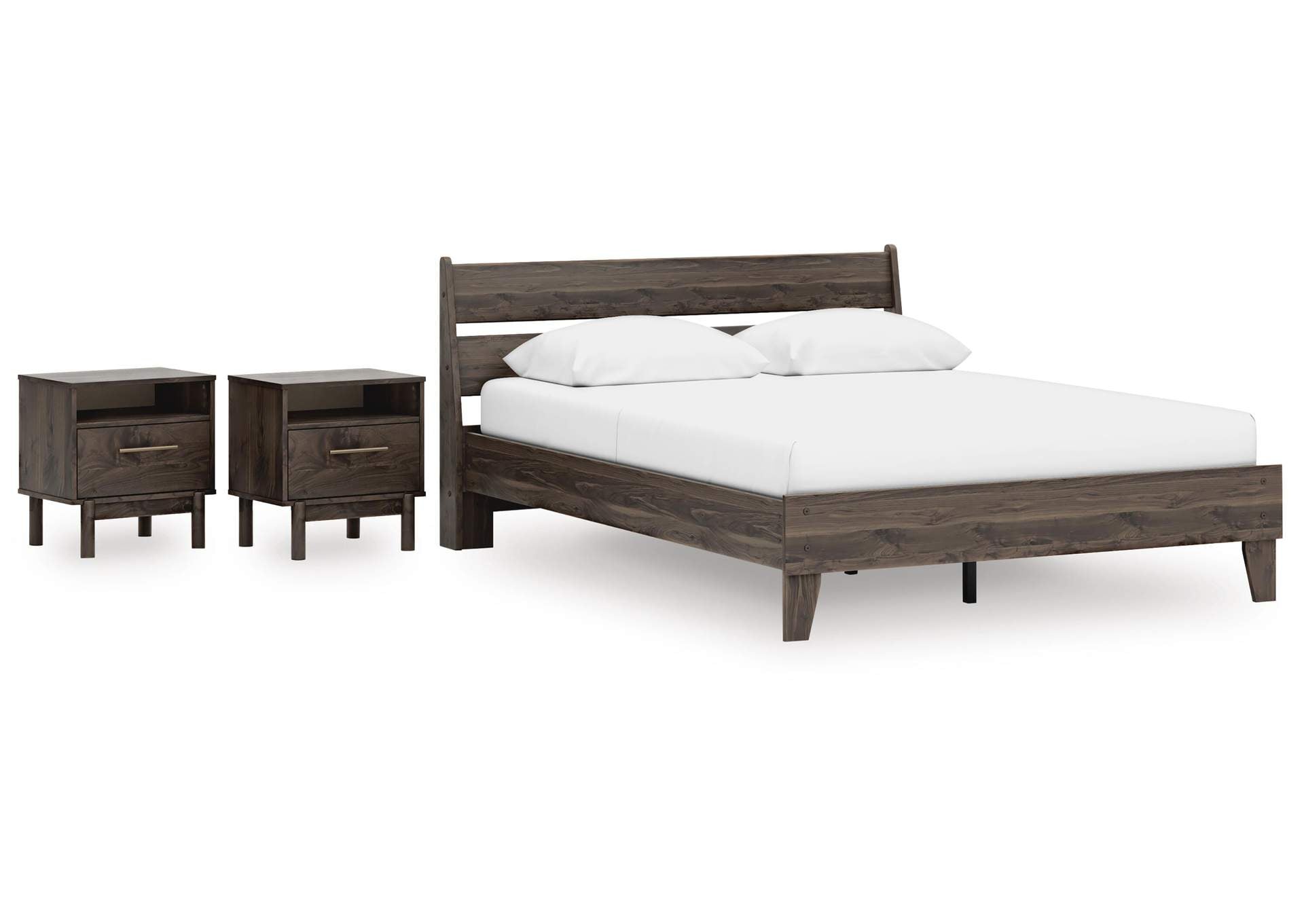 Calverson Queen Panel Platform Bed and 2 Nightstands