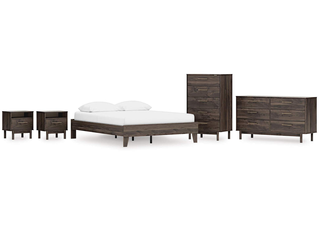 Calverson Queen Platform Bed, Dresser, Chest and 2 Nightstands
