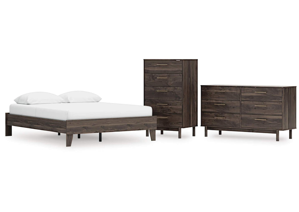Calverson Queen Platform Bed, Dresser and Chest