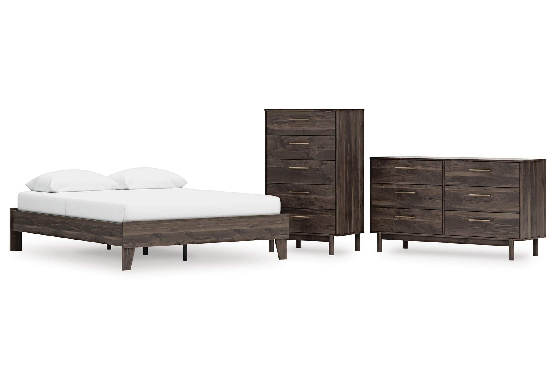 Calverson Queen Platform Bed, Dresser and Chest
