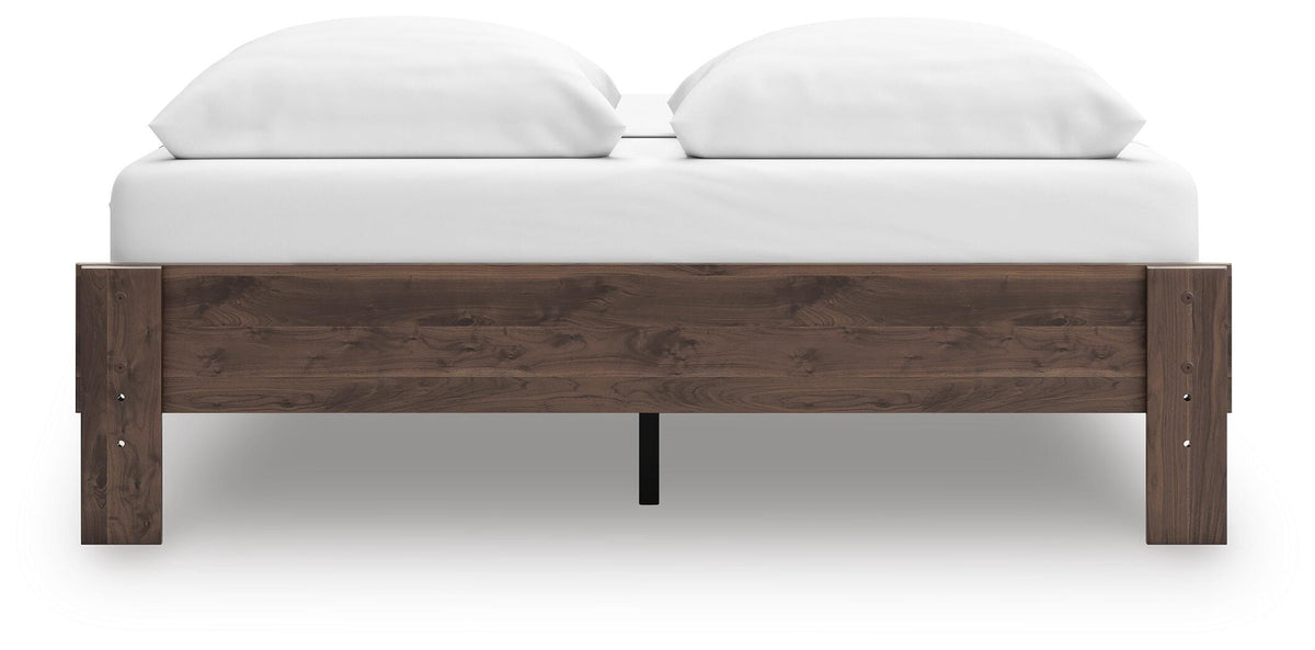 Calverson Queen Platform Bed in Mocha, back view