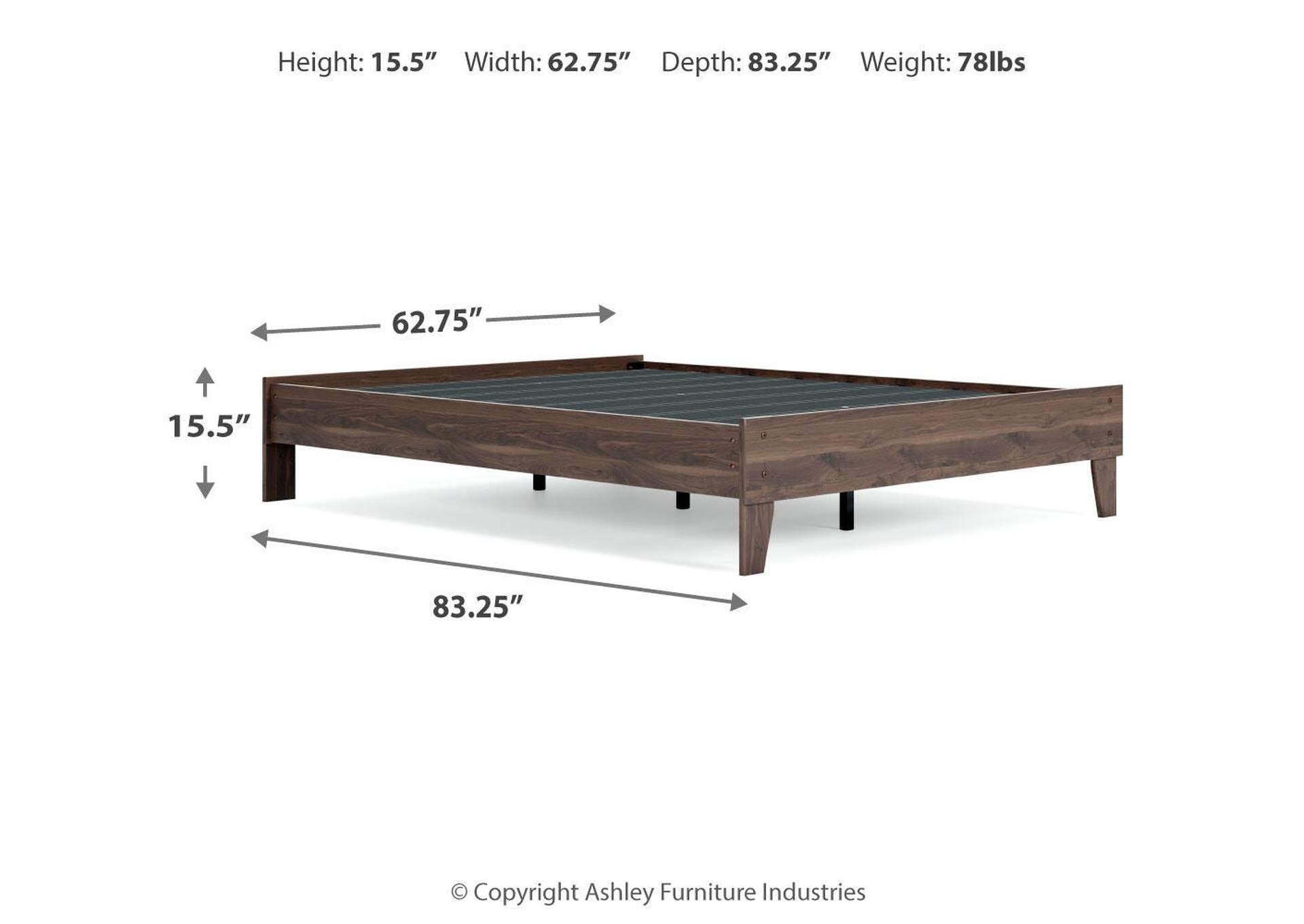 Calverson Queen Platform Bed with 2 Nightstands dimensions