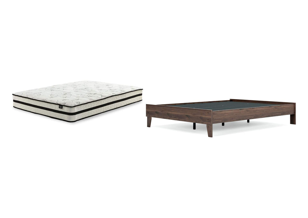Calverson Queen Platform Bed with Chime 10 Inch Medium Hybrid Mattress