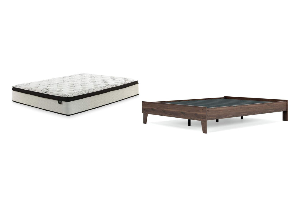 Calverson Queen Platform Bed with Chime 12 Inch Plush Hybrid Twin Mattress