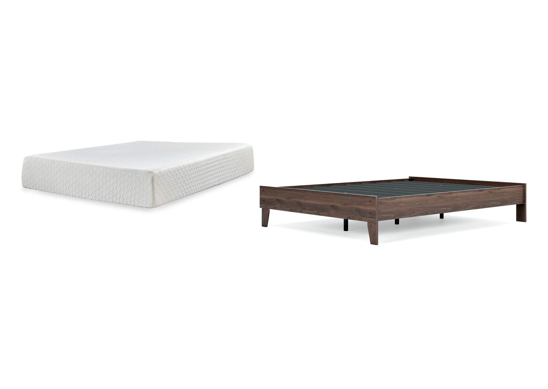 Calverson Queen Platform Bed with Chime 12 Inch Plush Memory Foam Mattress