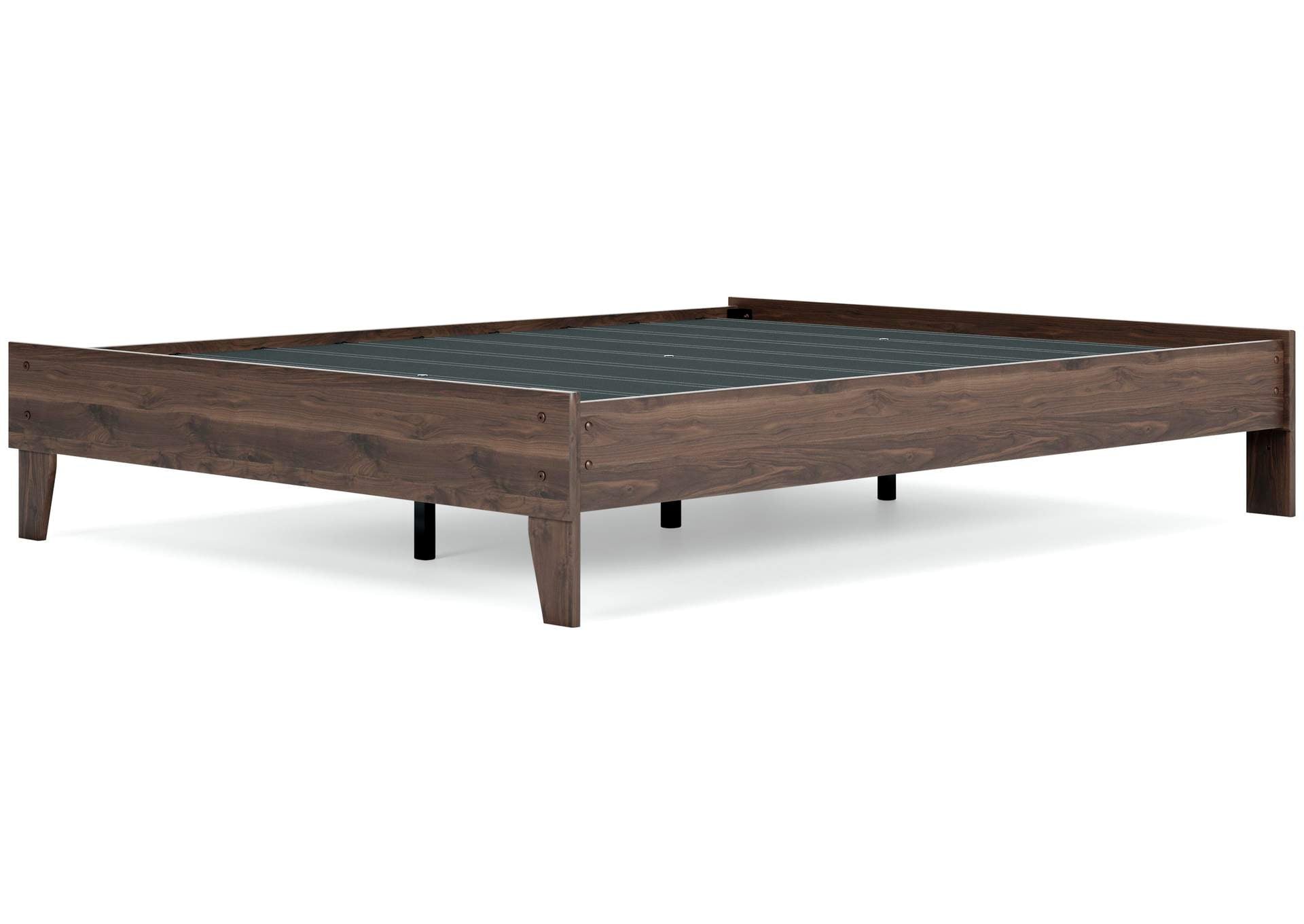 Calverson Queen Platform Bed with 2 Nightstands angled view