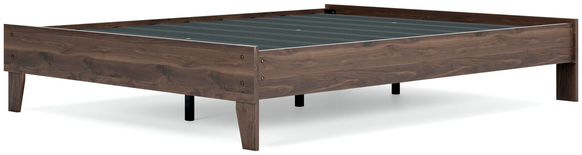 Calverson Queen Platform Bed in Mocha, angle view