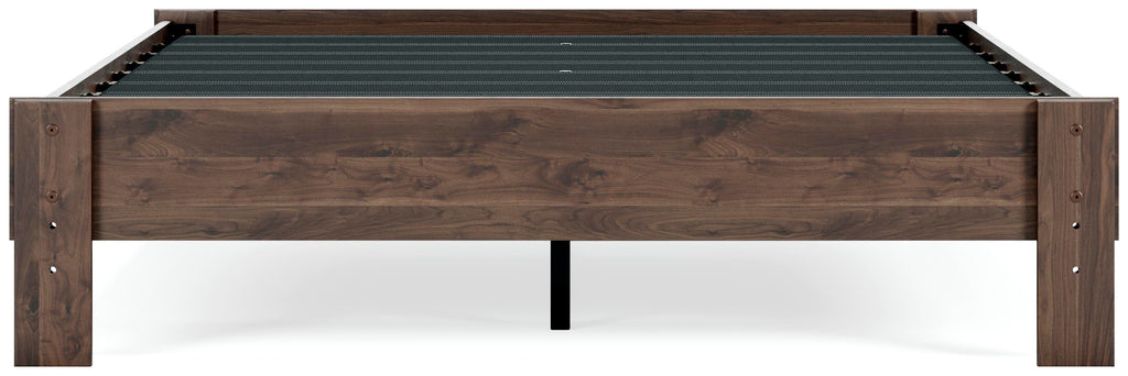 Calverson Queen Platform Bed in Mocha, back view