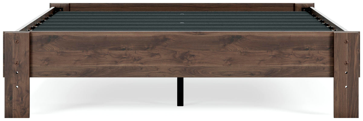 Calverson Queen Platform Bed in Mocha, back view