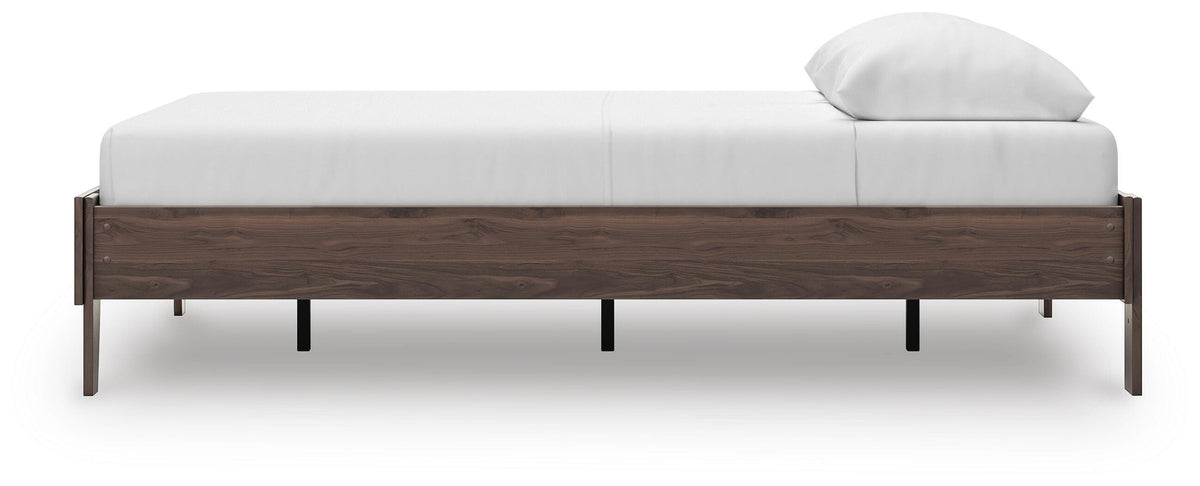 Calverson Queen Platform Bed in Mocha, alternate side view