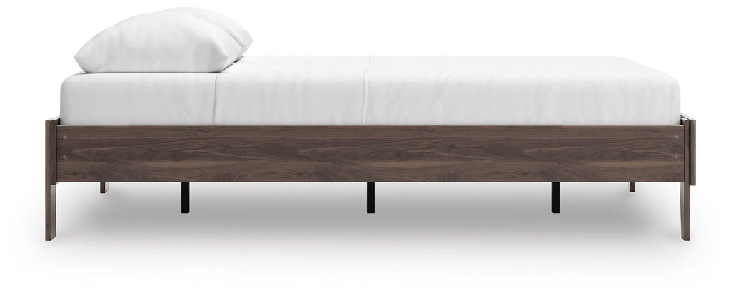 Calverson Queen Platform Bed in Mocha, side view