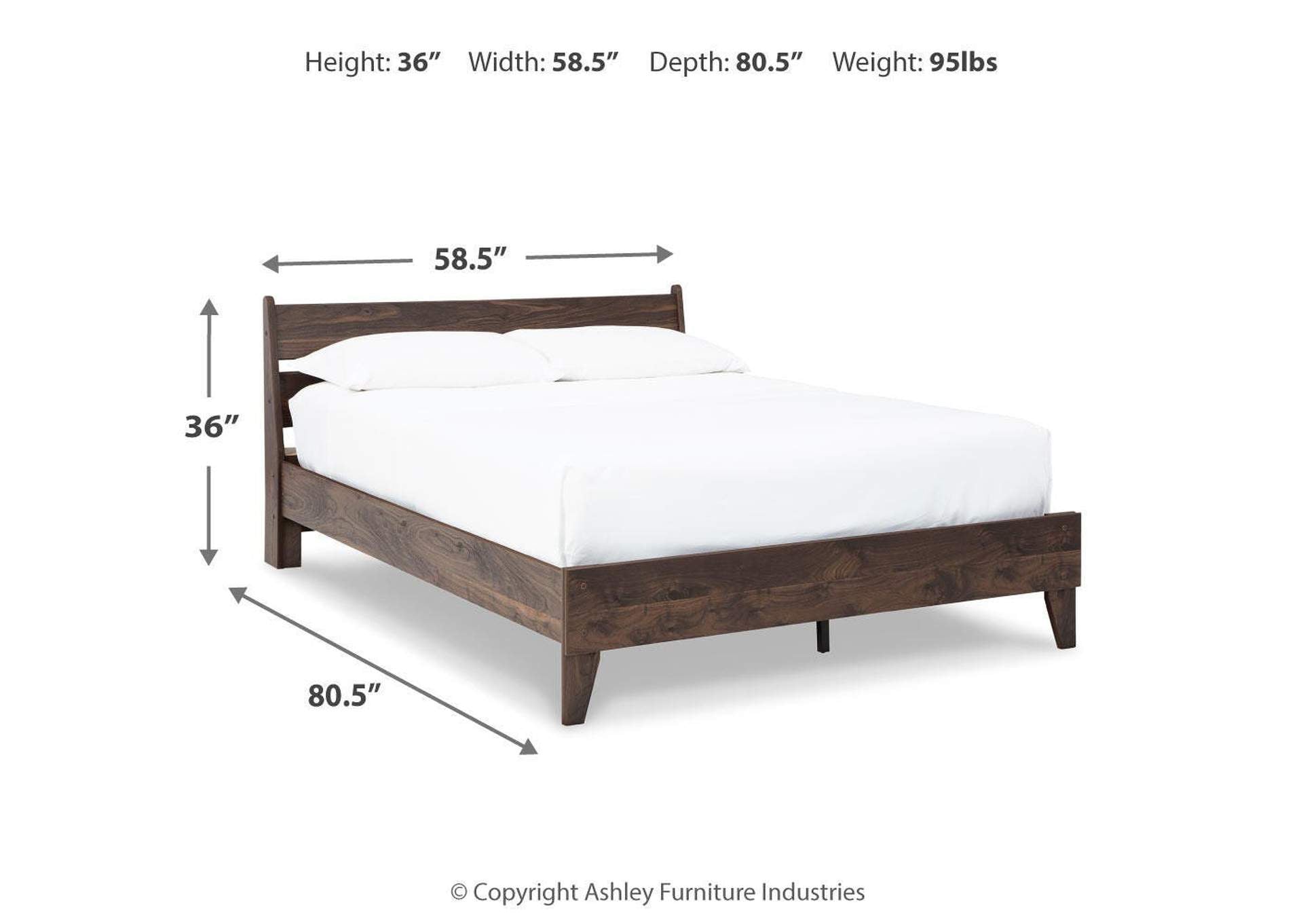 Calverson Full Panel Platform Bed, Dresser and 2 Nightstands dimensions