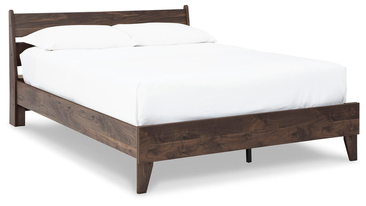 Calverson Full Panel Platform Bed in Mocha, angle view