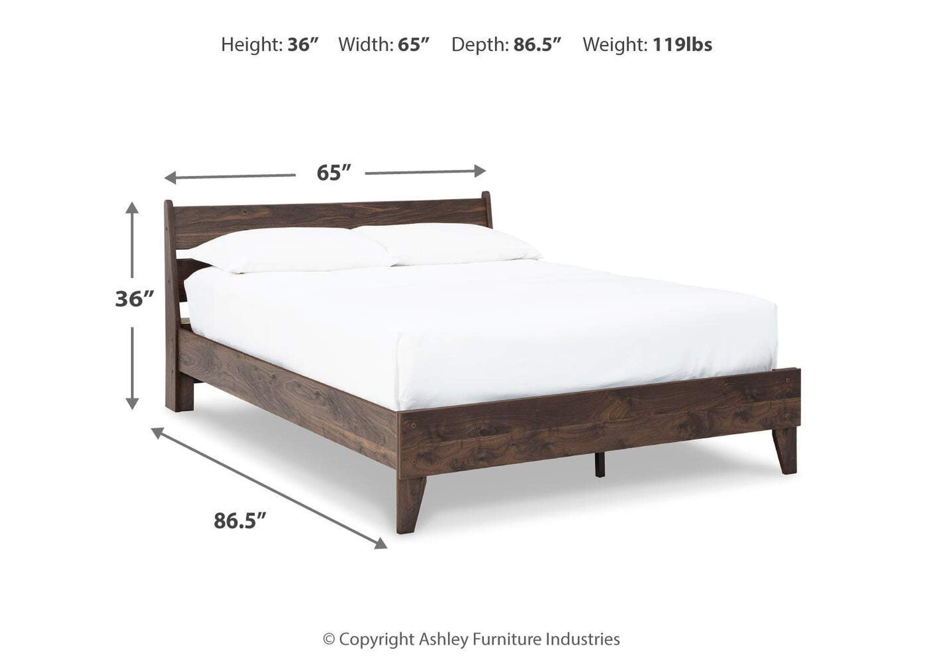 Calverson Queen Panel Platform Bed and 2 Nightstands dimensions