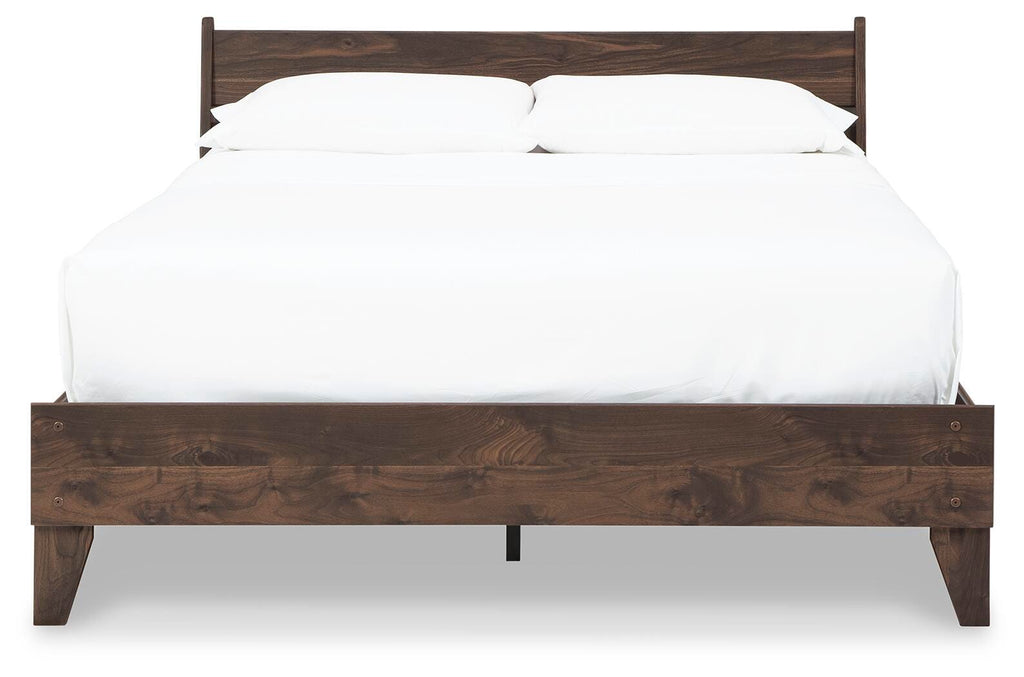 Calverson Queen Panel Platform Bed in Mocha, front view