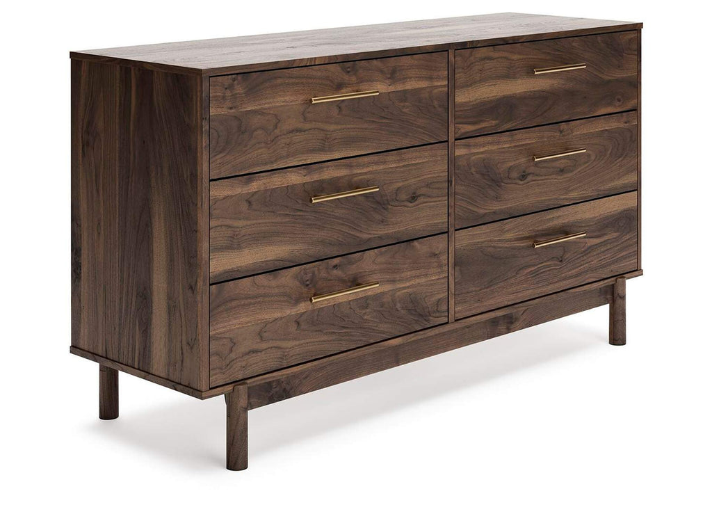 Calverson Queen Panel Platform Bed, Dresser, Chest and Nightstand angled view