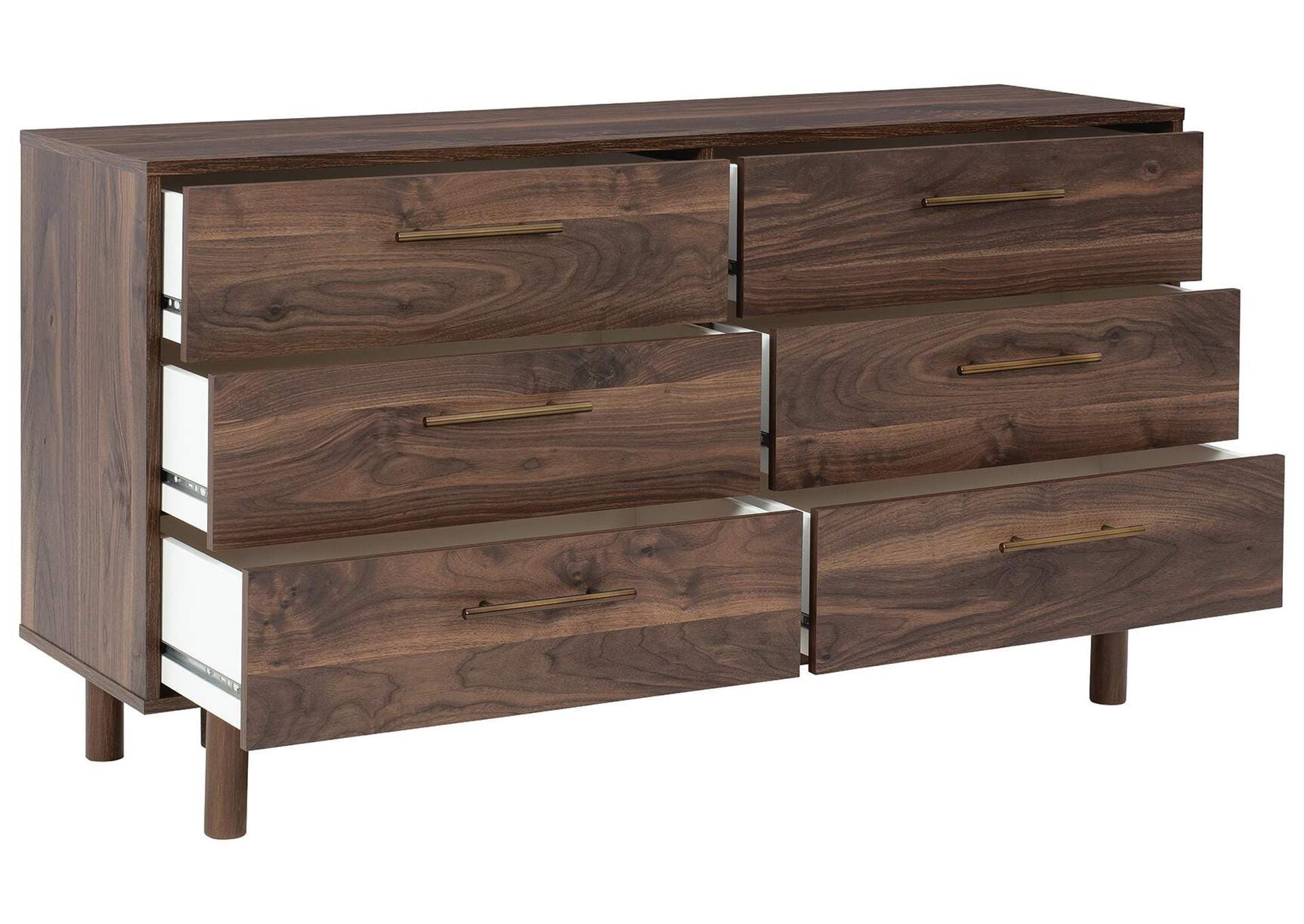 Calverson Queen Platform Bed, Dresser and Chest angled view