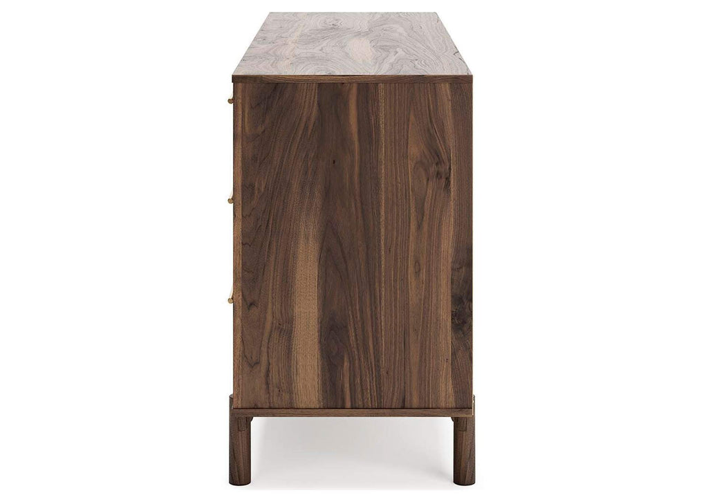 Calverson Queen Platform Bed, Dresser, Chest and Nightstand side view