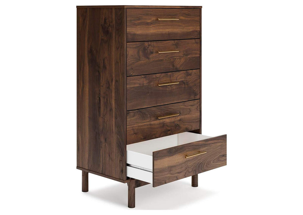 Calverson Full Platform Bed, Dresser, Chest and 2 Nightstands angled view
