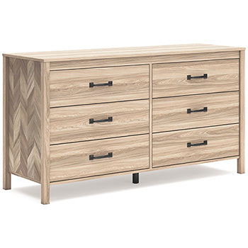 Battelle Dresser in Tan, angle view