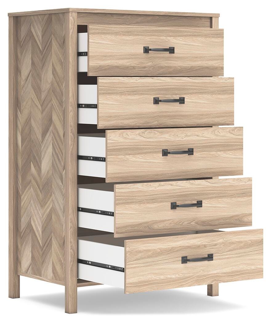 Battelle Chest of Drawers in Tan, open view