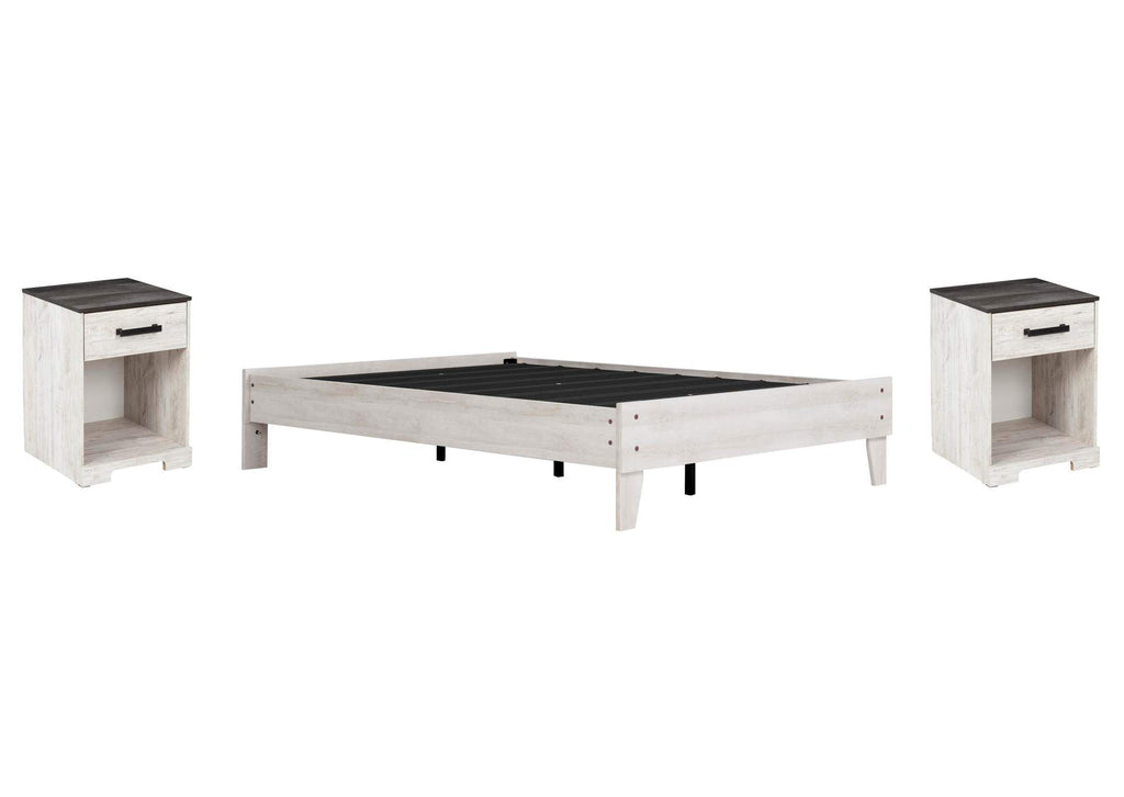Shawburn Full Platform Bed and 2 Nightstands