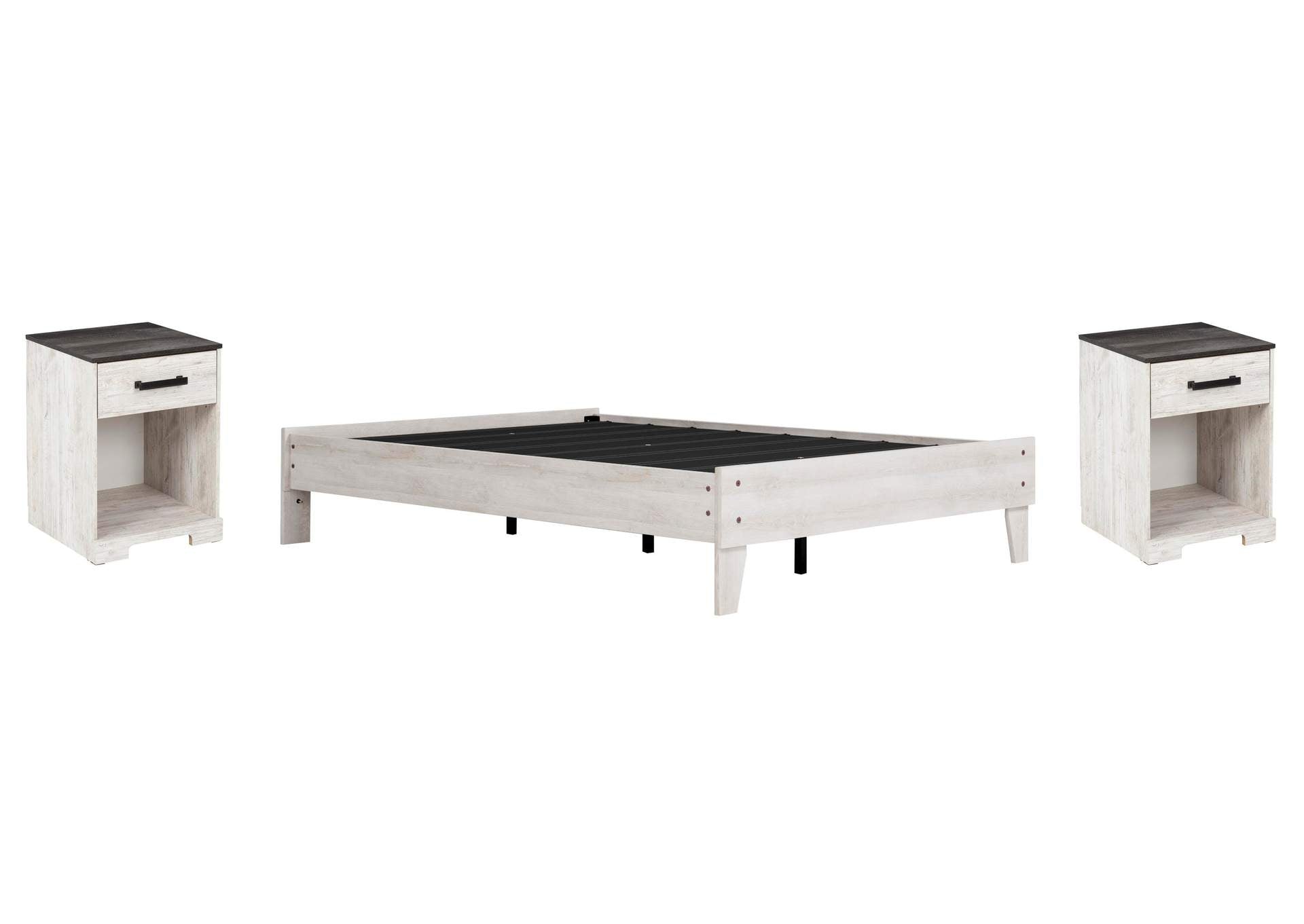 Shawburn Full Platform Bed and 2 Nightstands