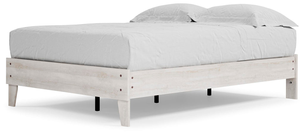 Shawburn Full Platform Bed in Whitewash, angle view