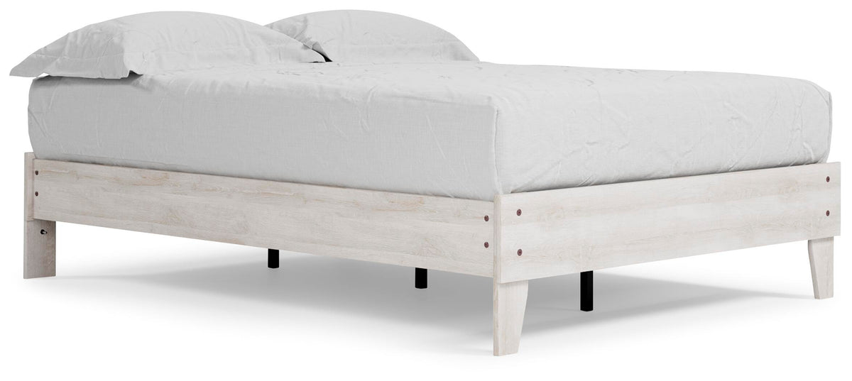 Shawburn Full Platform Bed in Whitewash, angle view