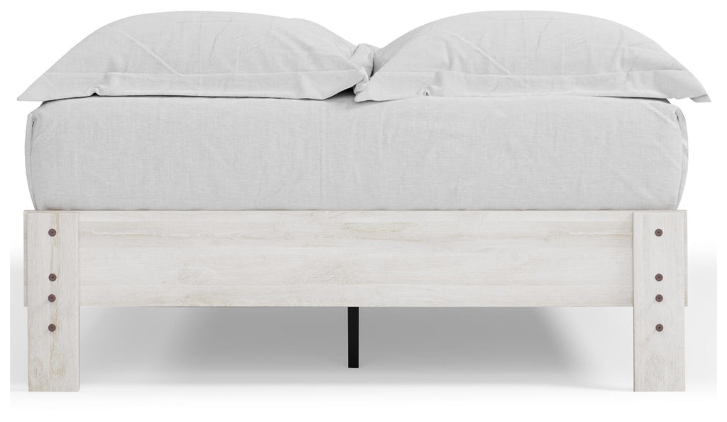 Shawburn Full Platform Bed in Whitewash, back view