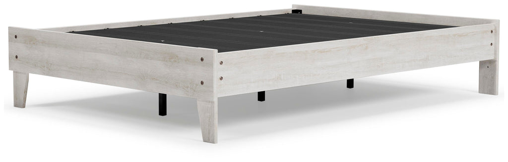 Shawburn Full Platform Bed in Whitewash, angle view