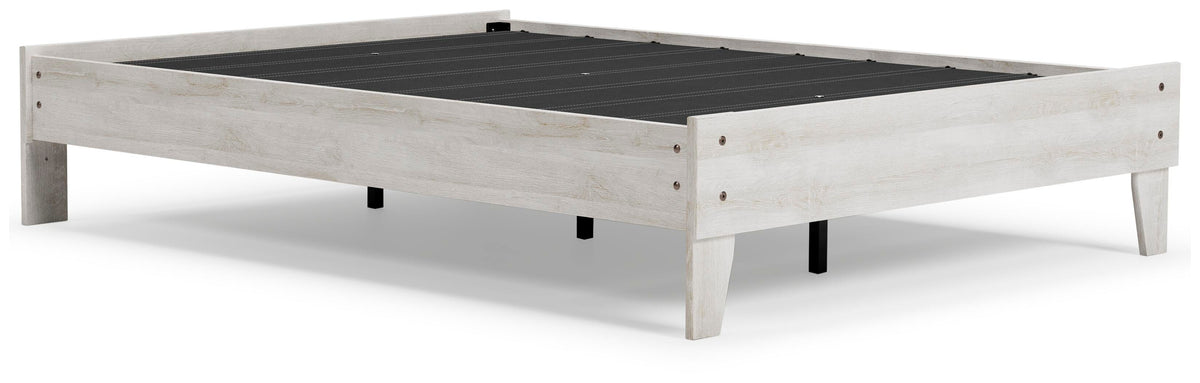 Shawburn Full Platform Bed in Whitewash, angle view