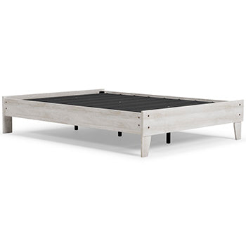 Shawburn Full Platform Bed in Whitewash, angle view