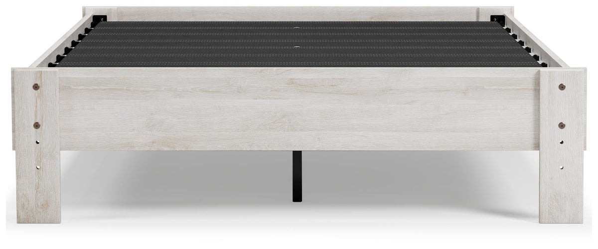 Shawburn Full Platform Bed in Whitewash, back view