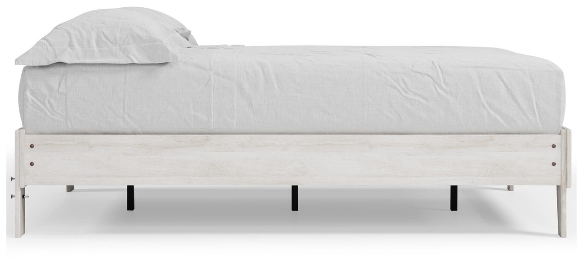 Shawburn Full Platform Bed in Whitewash, side view