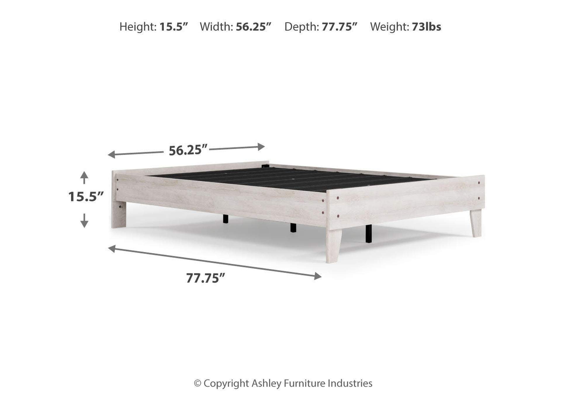 Shawburn Full Platform Bed with Dresser dimensions
