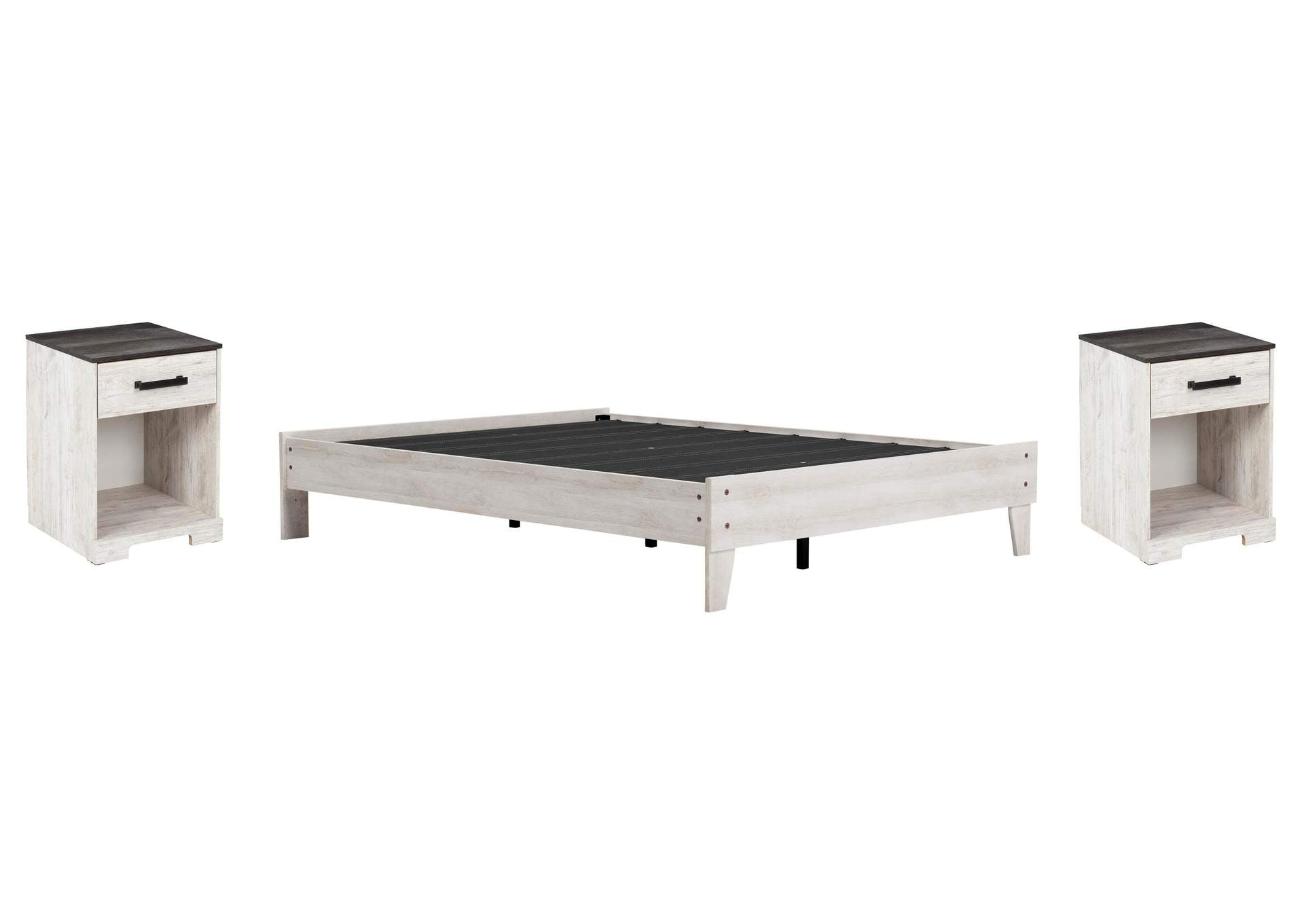 Shawburn Queen Platform Bed and 2 Nightstands