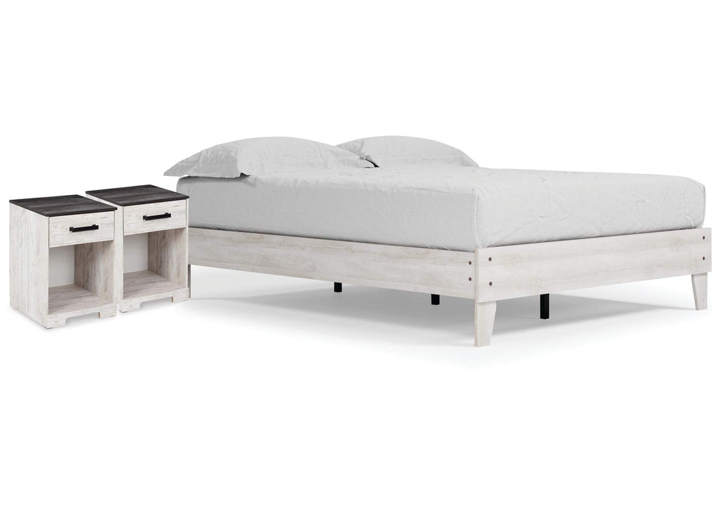 Shawburn Queen Platform Bed with 2 Nightstands