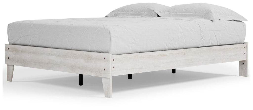 Shawburn Queen Platform Bed in Whitewash, angle view