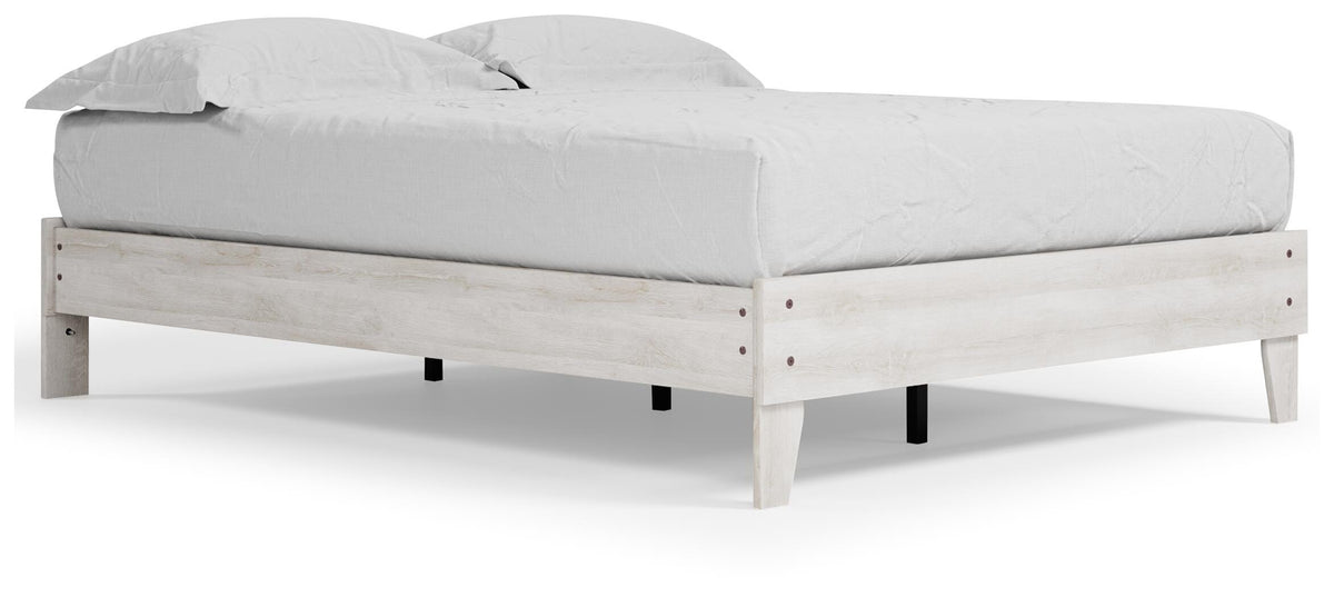 Shawburn Queen Platform Bed in Whitewash, angle view